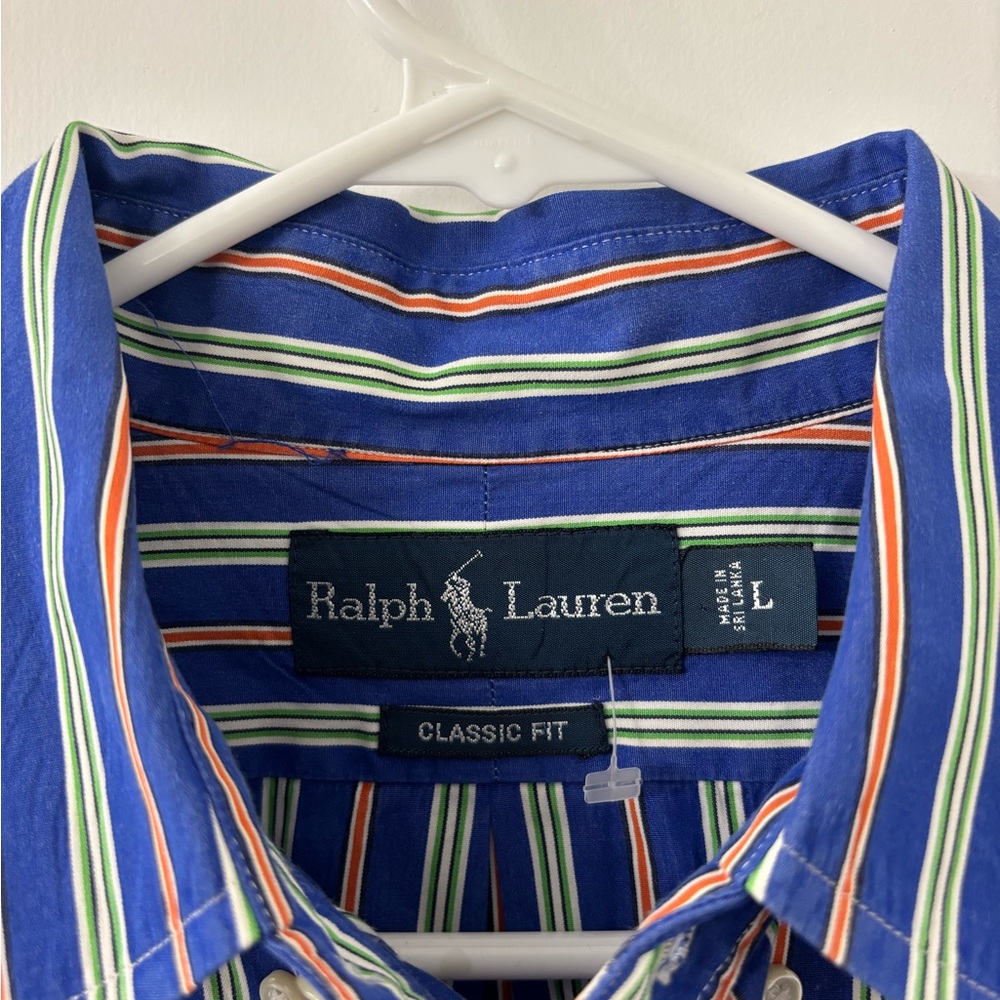 Ralph Lauren Men's Navy and White Striped Shirt - Picture 6 of 6